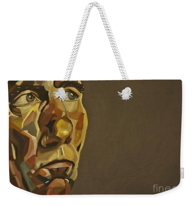 Pete Postlethwaite Weekender Tote Bag featuring the painting Pete Postlethwaite by James Lavott