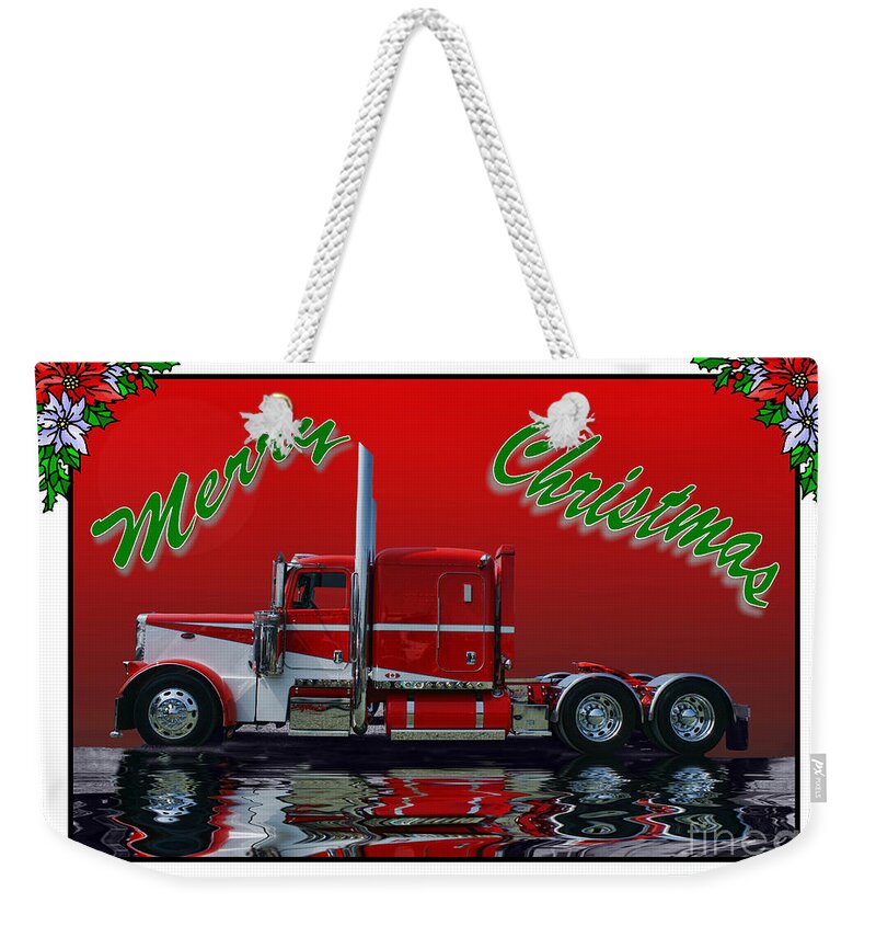 Big Rigs Weekender Tote Bag featuring the photograph Peterbilt Xmas Card by Randy Harris