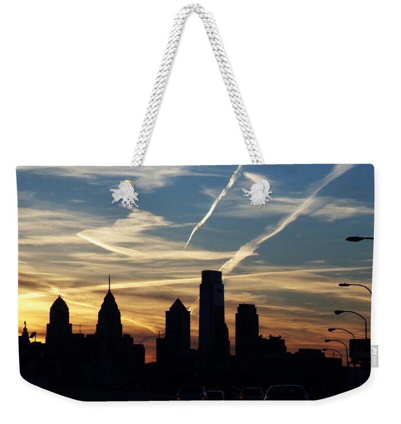 Cities Weekender Tote Bag featuring the photograph Philadelphia At Dusk by Lyric Lucas