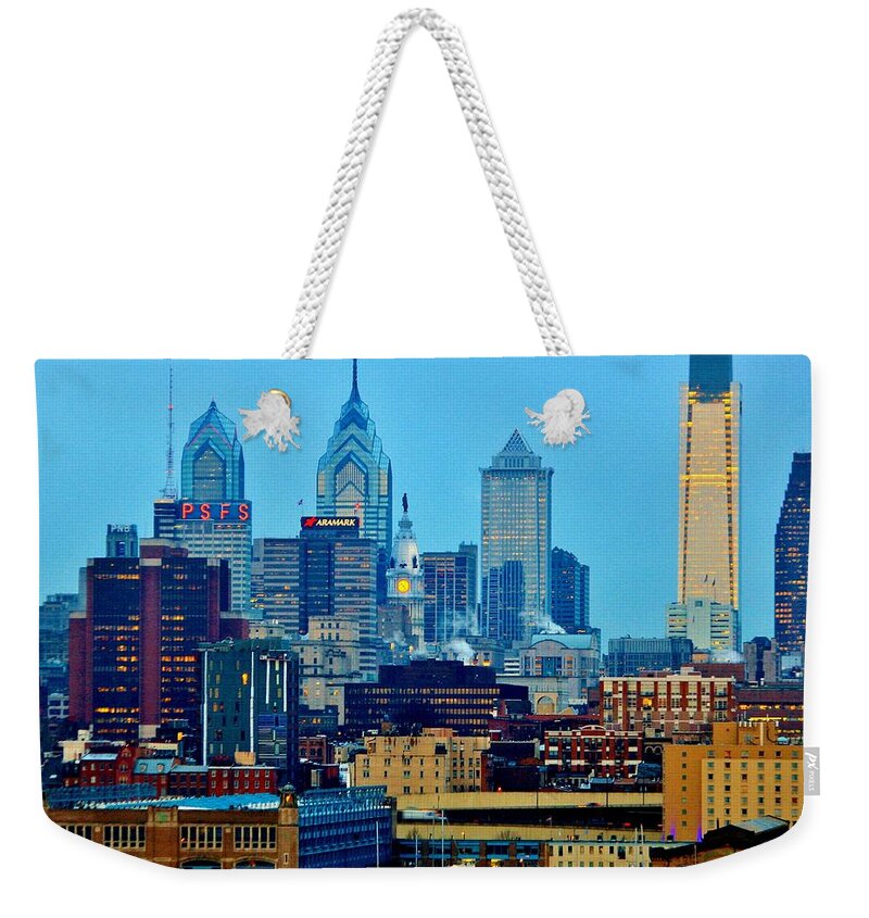 Philadelphia Weekender Tote Bag featuring the photograph Philadelphia Skyline by Benjamin Yeager