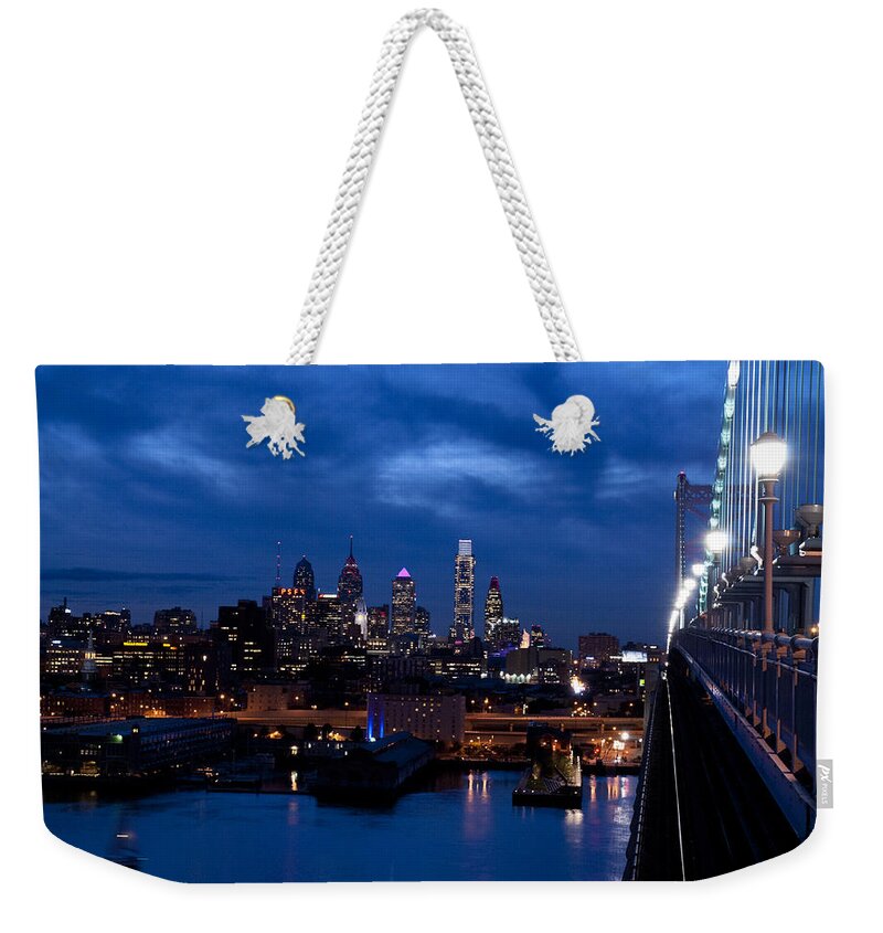 Philadelphia Weekender Tote Bag featuring the photograph Philadelphia Twilight by Jennifer Ancker
