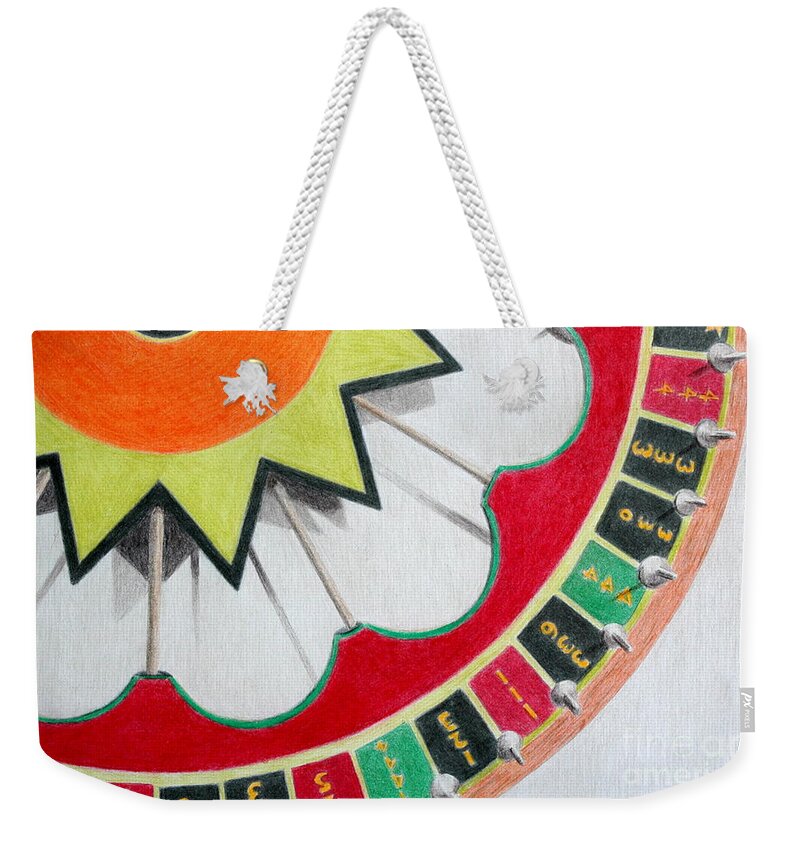 Gambling Weekender Tote Bag featuring the drawing Pick a Number Any Number by Glenda Zuckerman