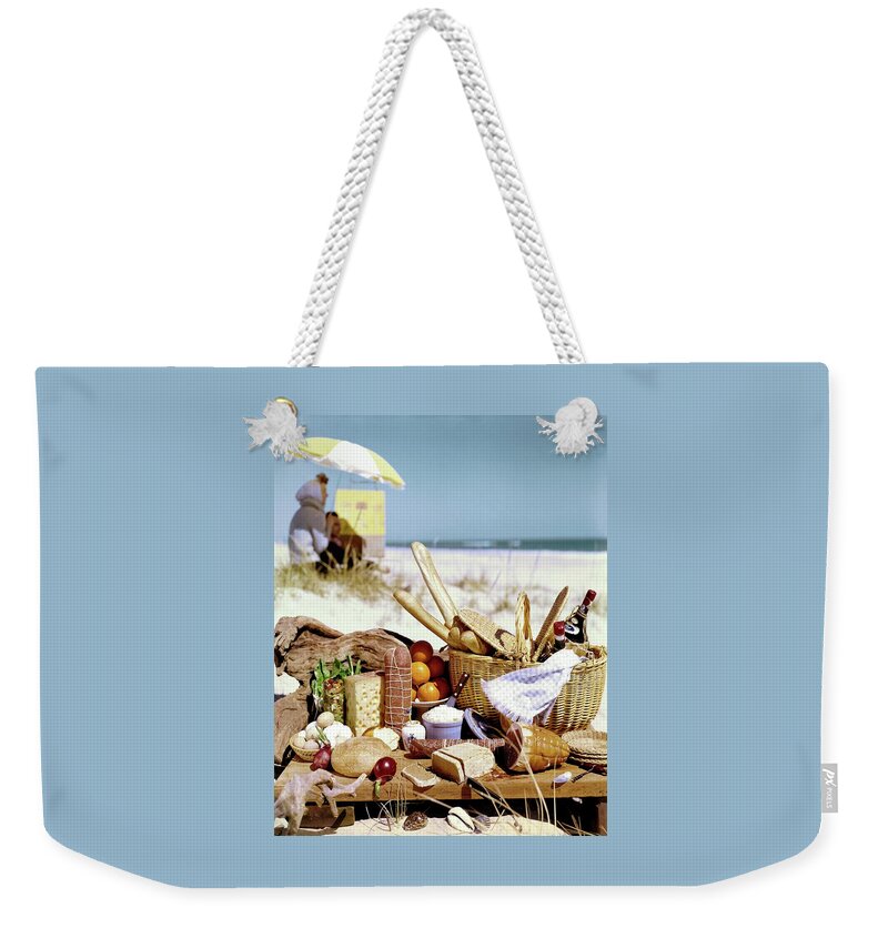 Picnic Display On The Beach Weekender Tote Bag