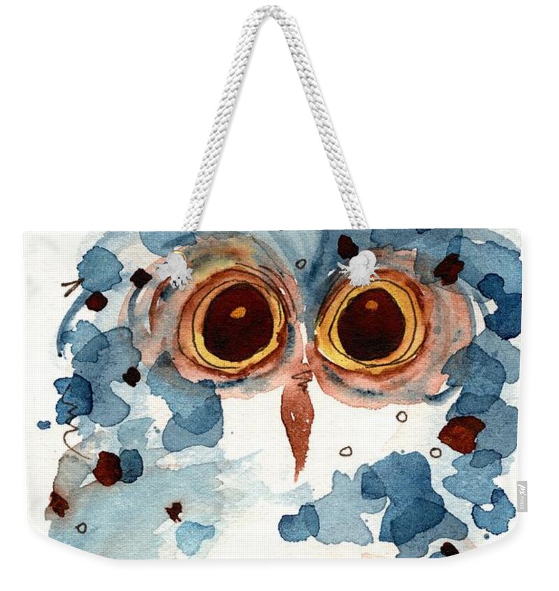 Owl Art Weekender Tote Bag featuring the painting Pier 1 Owl by Dawn Derman