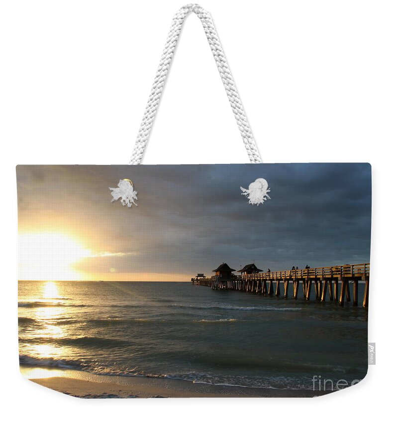 Pier Weekender Tote Bag featuring the photograph Pier Sunset Naples by Christiane Schulze Art And Photography