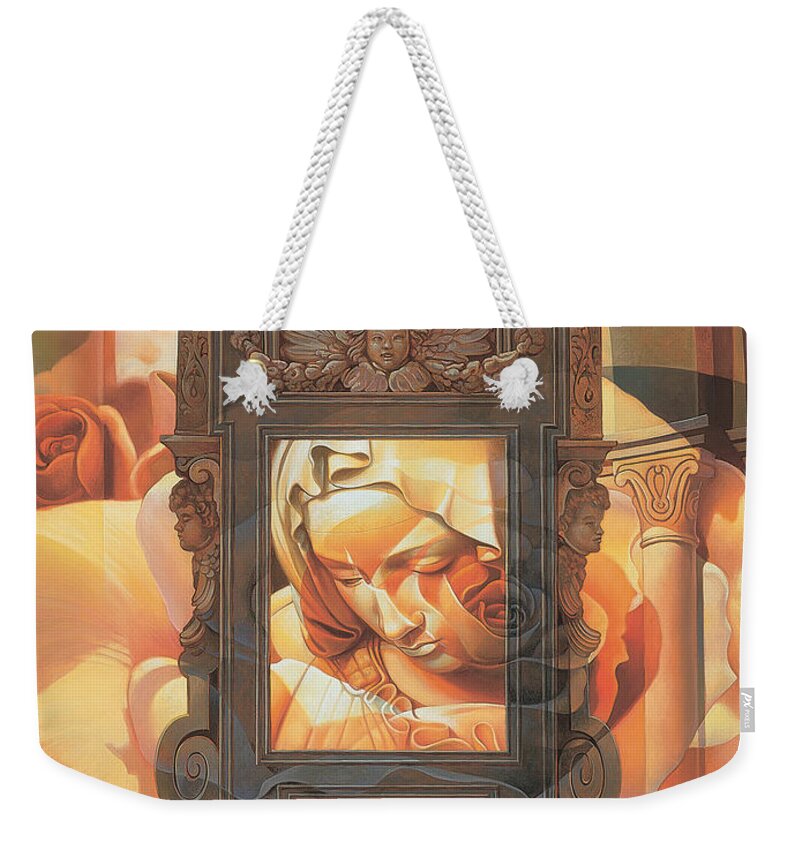 Conceptual Weekender Tote Bag featuring the painting Pieta by Mia Tavonatti