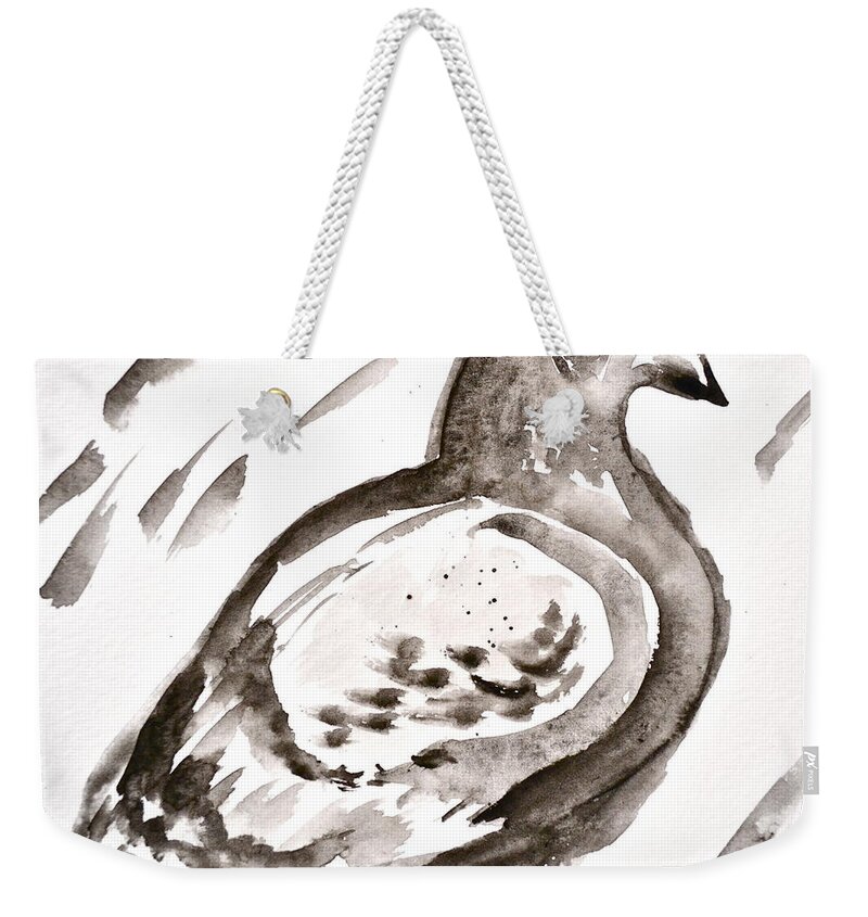 Pigeon I Sumi-e Style Weekender Tote Bag featuring the painting Pigeon I Sumi-e Style by Beverley Harper Tinsley