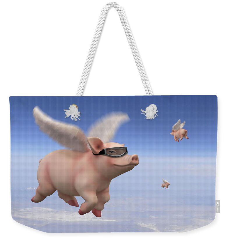 Pigs Fly Weekender Tote Bag featuring the photograph Pigs Fly 1 by Mike McGlothlen