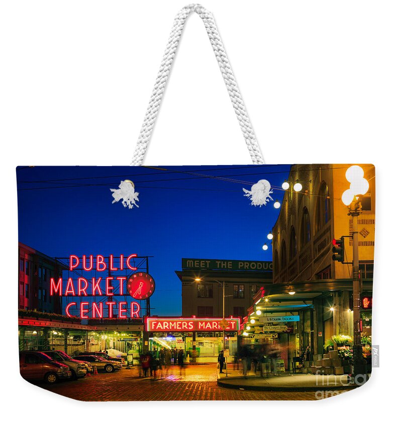 Seattle Weekender Tote Bag featuring the photograph Pike Place Market by Inge Johnsson