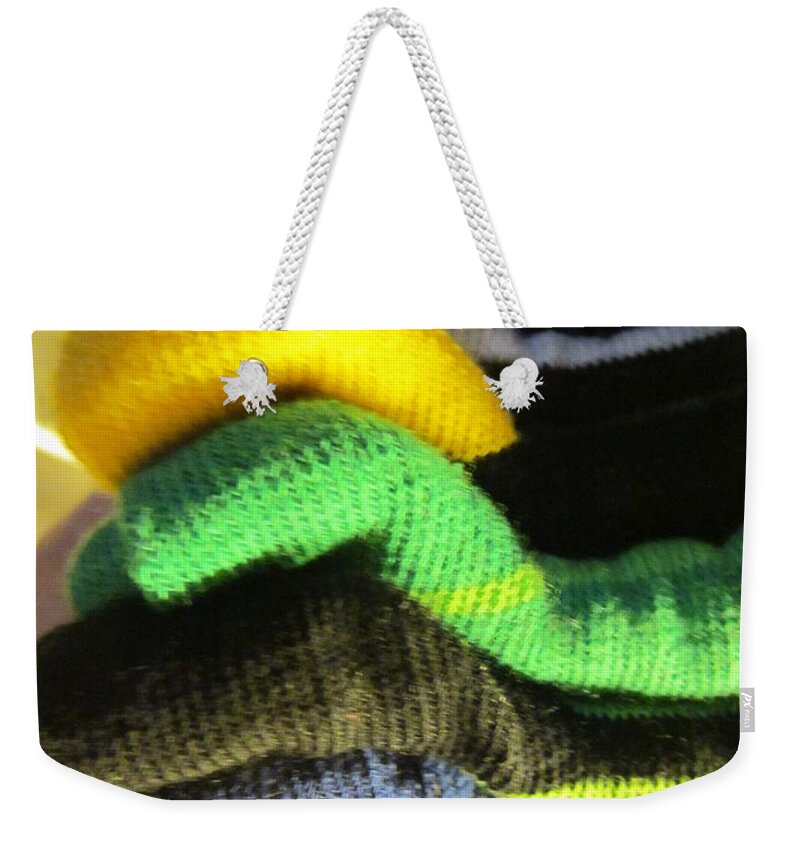 Socks Weekender Tote Bag featuring the photograph Piled up by Rosita Larsson