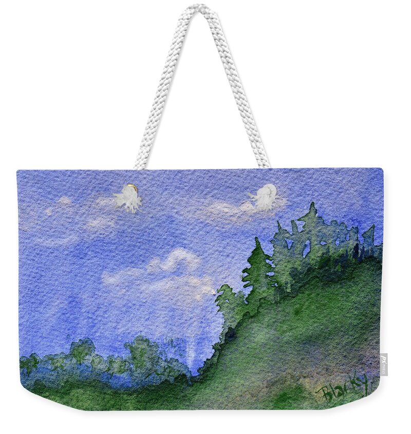 Pine Tree Weekender Tote Bag featuring the painting Pine Tree Hill by Donna Blackhall