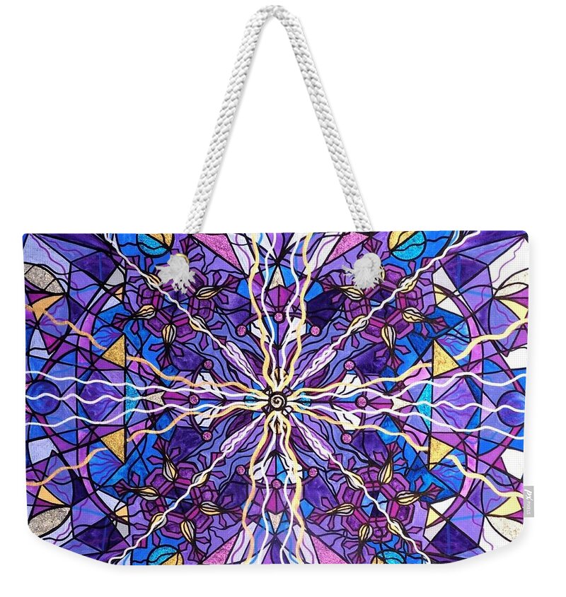 Pineal Opening Weekender Tote Bag featuring the painting Pineal Opening by Teal Eye Print Store