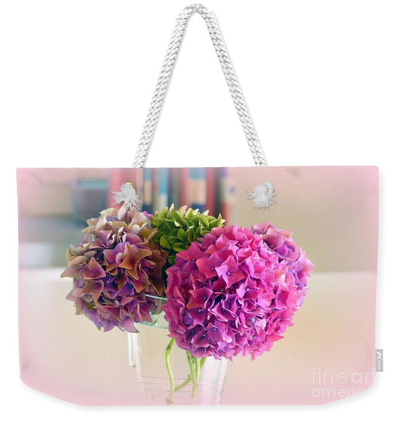 Hortensias Weekender Tote Bag featuring the photograph Pink Joy Hydrangeas by Susanne Van Hulst