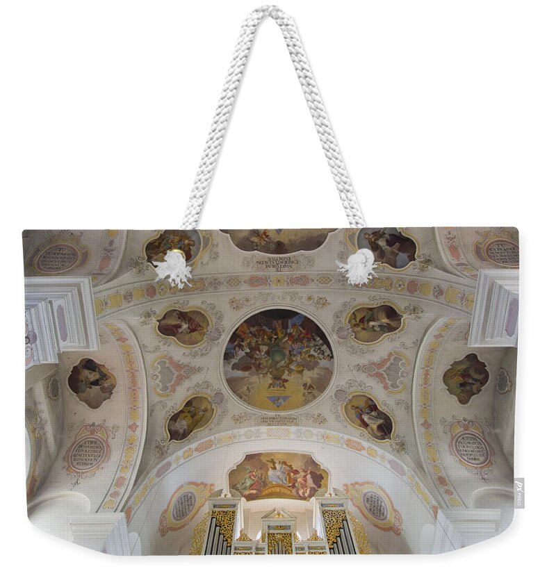 Dillingen Weekender Tote Bag featuring the photograph Pipe organ and ceiling by Jenny Setchell