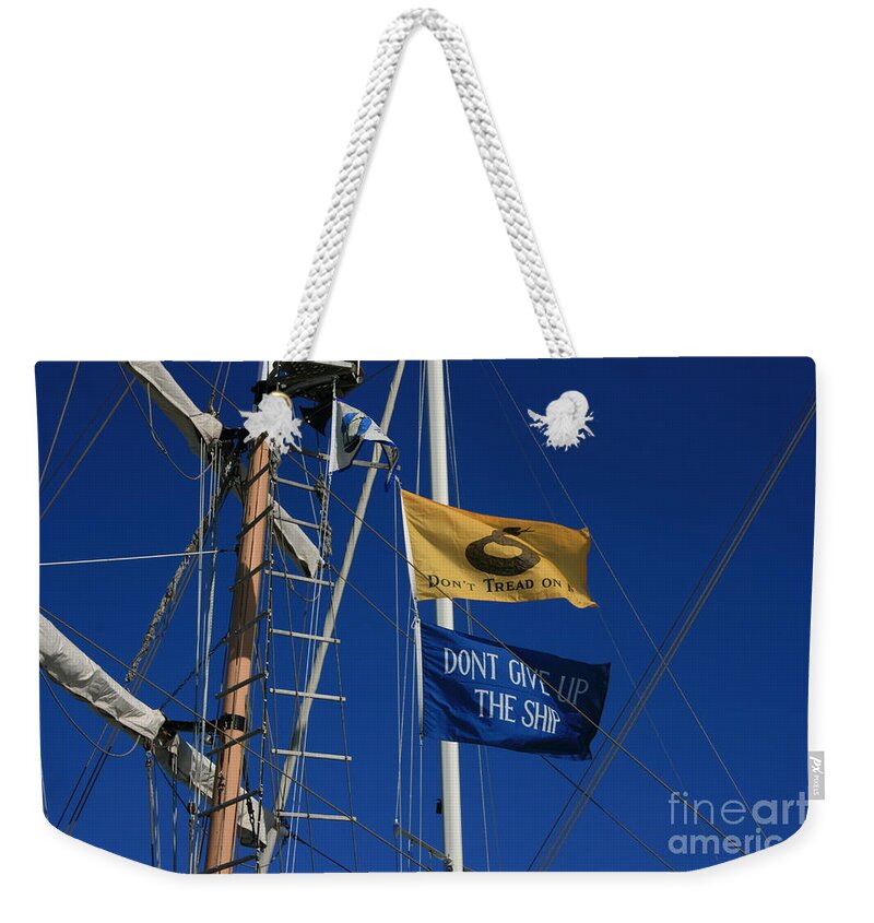  Tall Ship Weekender Tote Bag featuring the photograph Pirate Rigging by Marty Fancy