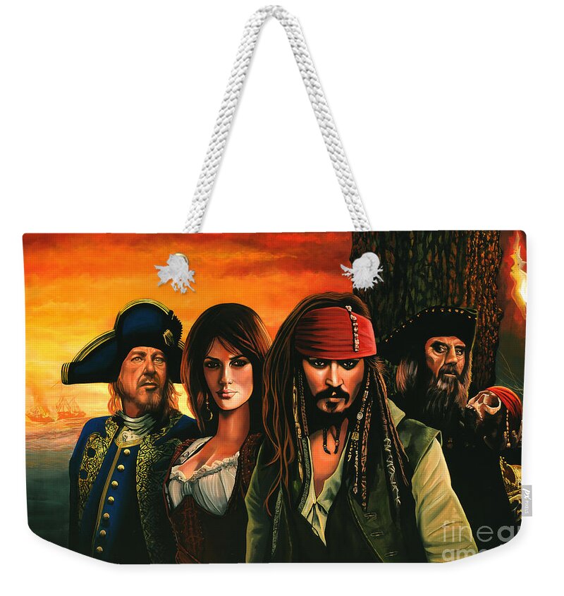 Pirates Of The Caribbean Weekender Tote Bag featuring the painting Pirates of the Caribbean by Paul Meijering