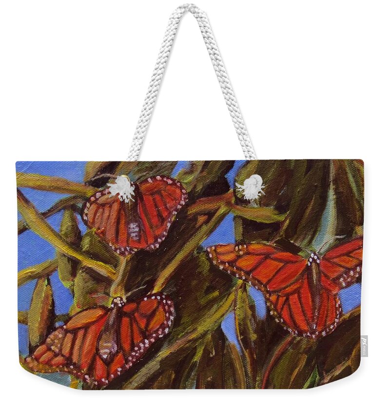 Butterflies Weekender Tote Bag featuring the painting Pismo Monarchs by Laurie Morgan