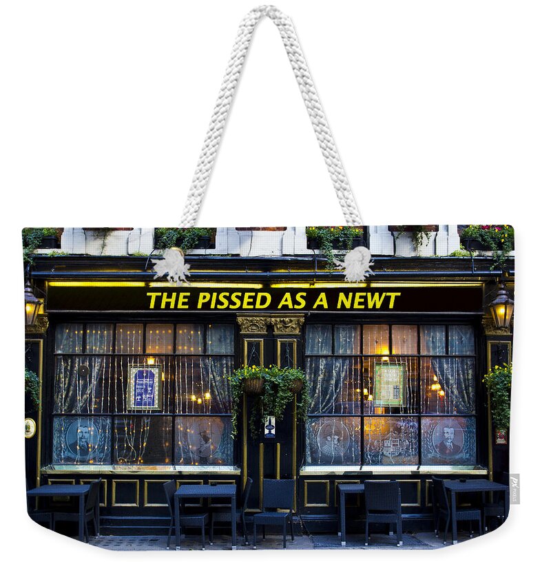Pub Weekender Tote Bag featuring the photograph Pissed as a Newt Pub by David Pyatt