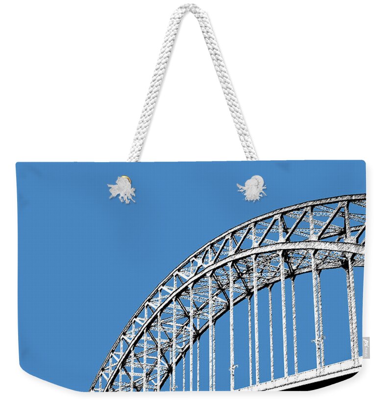 Architecture Weekender Tote Bag featuring the digital art Pittsburgh Skyline 16th St. Bridge - Slate by DB Artist