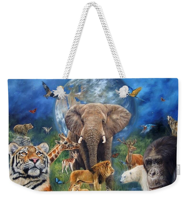 Planet Weekender Tote Bag featuring the painting Planet Earth by David Stribbling