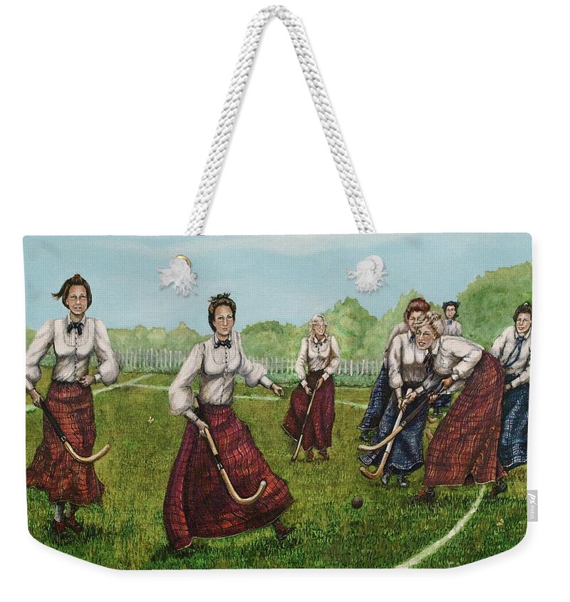 Linda Simon Weekender Tote Bag featuring the painting Play of Yesterday by Linda Simon