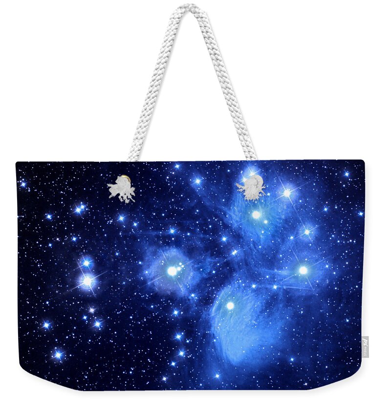 Astronomical Photography Weekender Tote Bag featuring the photograph Pleiades Star Cluster by Jason T. Ware
