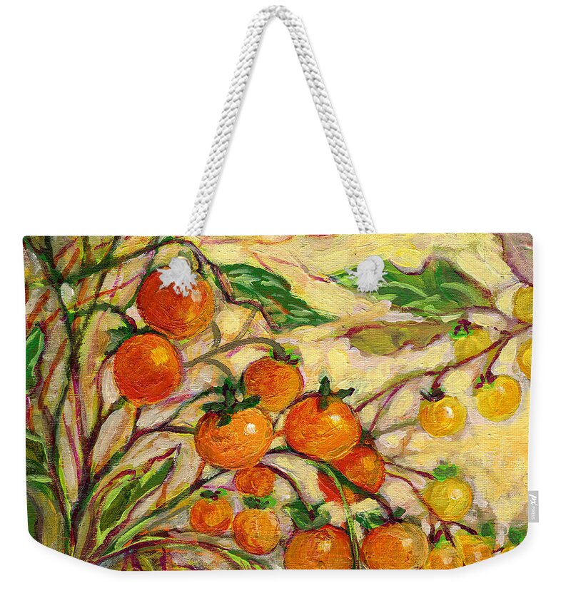 Tomato Weekender Tote Bag featuring the painting Plein Air Garden Series No 15 by Jennifer Lommers