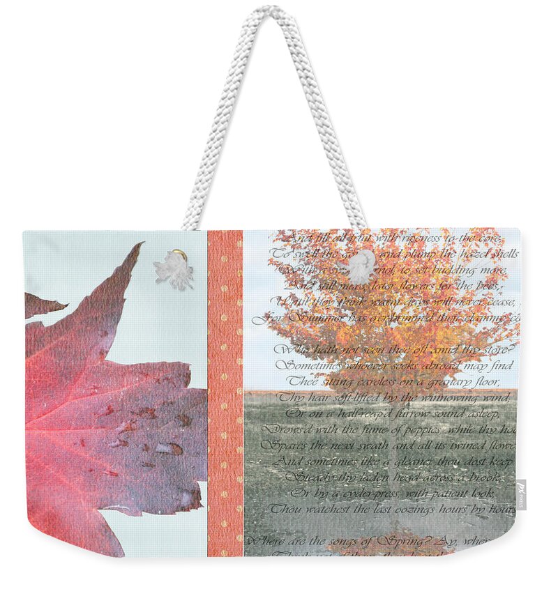 Autumn Weekender Tote Bag featuring the photograph Poetry of Autumn by Linda Lees