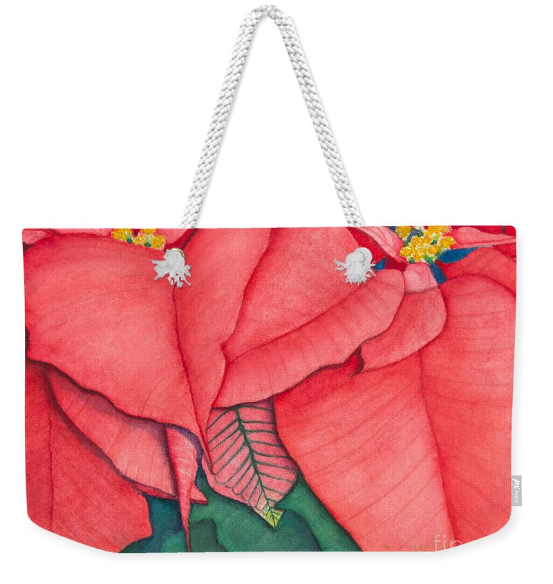 Flower Weekender Tote Bag featuring the painting Poinsettia by Sandra Neumann Wilderman