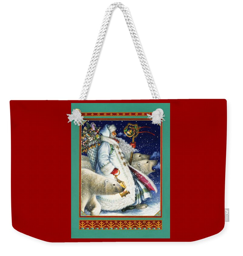 Santa Claus Weekender Tote Bag featuring the painting Polar Magic by Lynn Bywaters