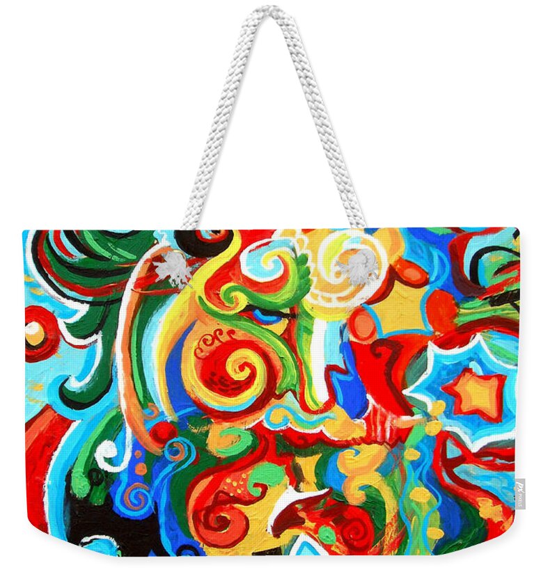 Polynomial Weekender Tote Bag featuring the painting Polynomial Name God Phase 2 by Genevieve Esson