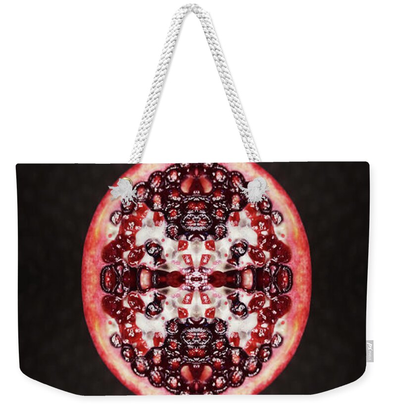 Black Background Weekender Tote Bag featuring the photograph Pomegranate by Silvia Otte