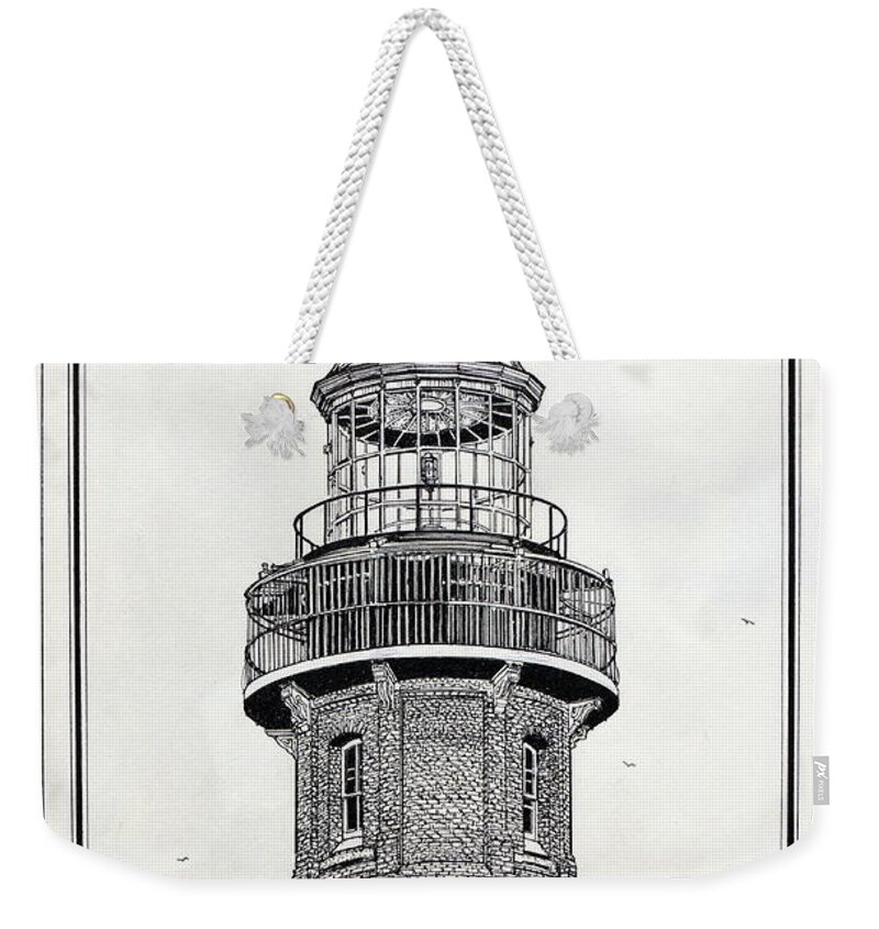 Ponce De Leon Inlet Lighthouse Weekender Tote Bag featuring the drawing Ponce De Leon Inlet Lighthouse by Ira Shander