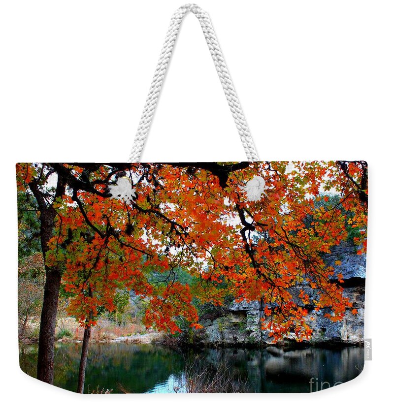 Pond Weekender Tote Bag featuring the photograph Fall at Lost Maples State Natural Area by Michael Tidwell
