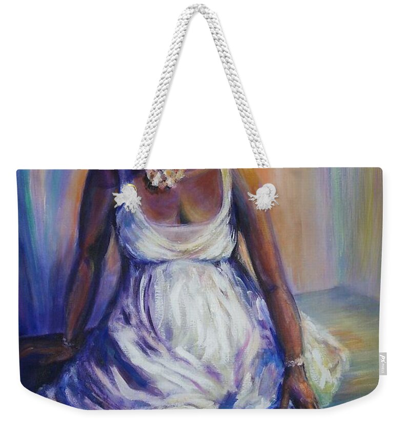 African American Weekender Tote Bag featuring the painting Pondering The Future by Jodie Marie Anne Richardson Traugott     aka jm-ART