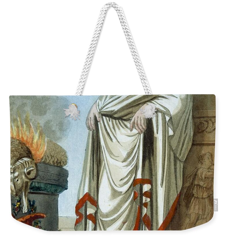 Ancient Rome Weekender Tote Bag featuring the drawing Pontifex Maximus, Illustration by Jacques Grasset de Saint-Sauveur