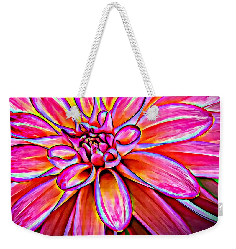 Flower Weekender Tote Bag featuring the photograph Pop Art Dahlia by Mary Jo Allen