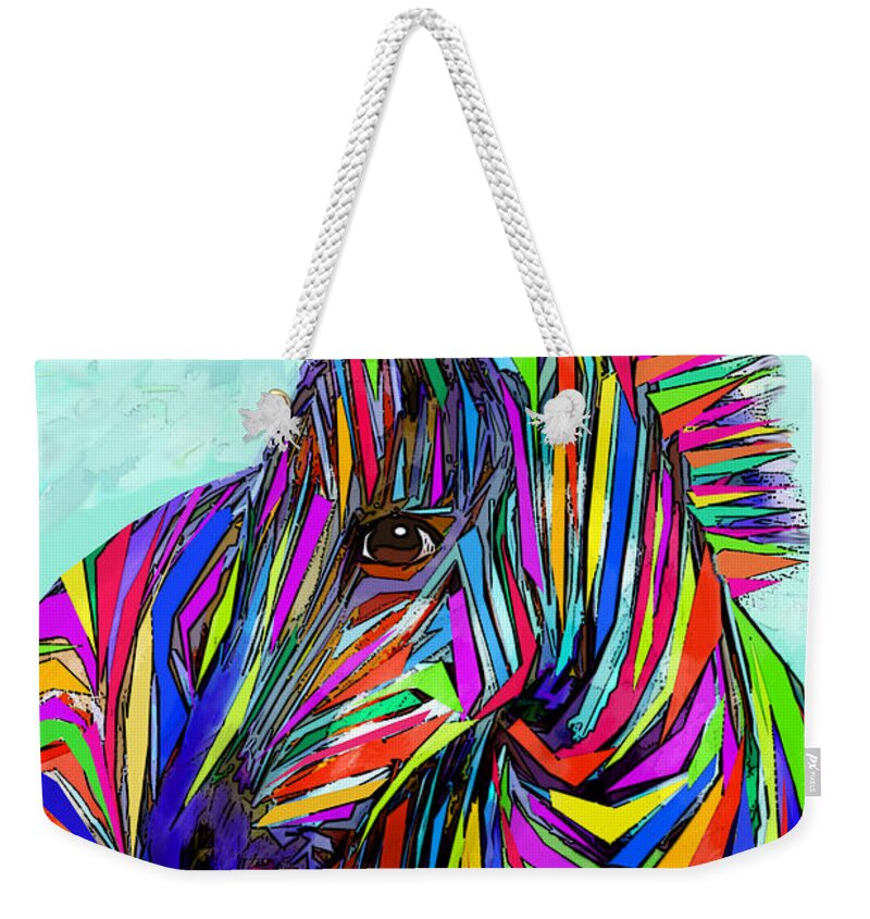  Jane Schnetlage Weekender Tote Bag featuring the digital art Pop Art Zebra by Jane Schnetlage