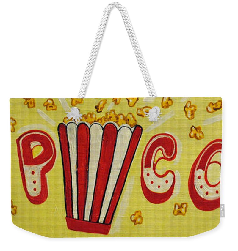 Pop Corn Weekender Tote Bag featuring the painting Pop it Up by Patricia Arroyo
