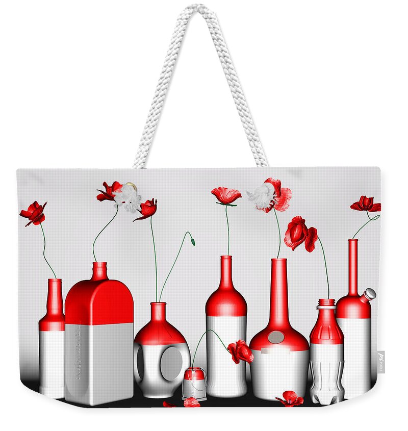 Poppy Weekender Tote Bag featuring the digital art Poppies by Andrei SKY