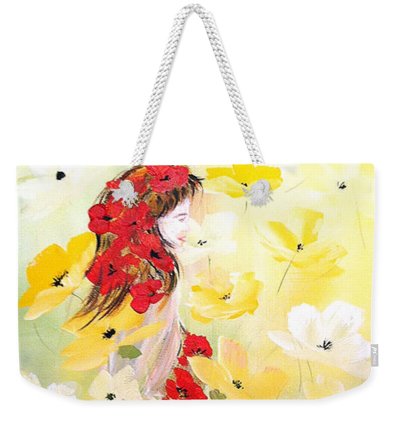 Poppies Lady Weekender Tote Bag featuring the painting Poppies Lady by Dorothy Maier