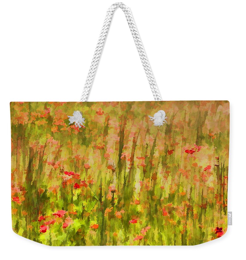 Flowers Meadow Weekender Tote Bag featuring the painting Poppies of Tuscany II by David Letts
