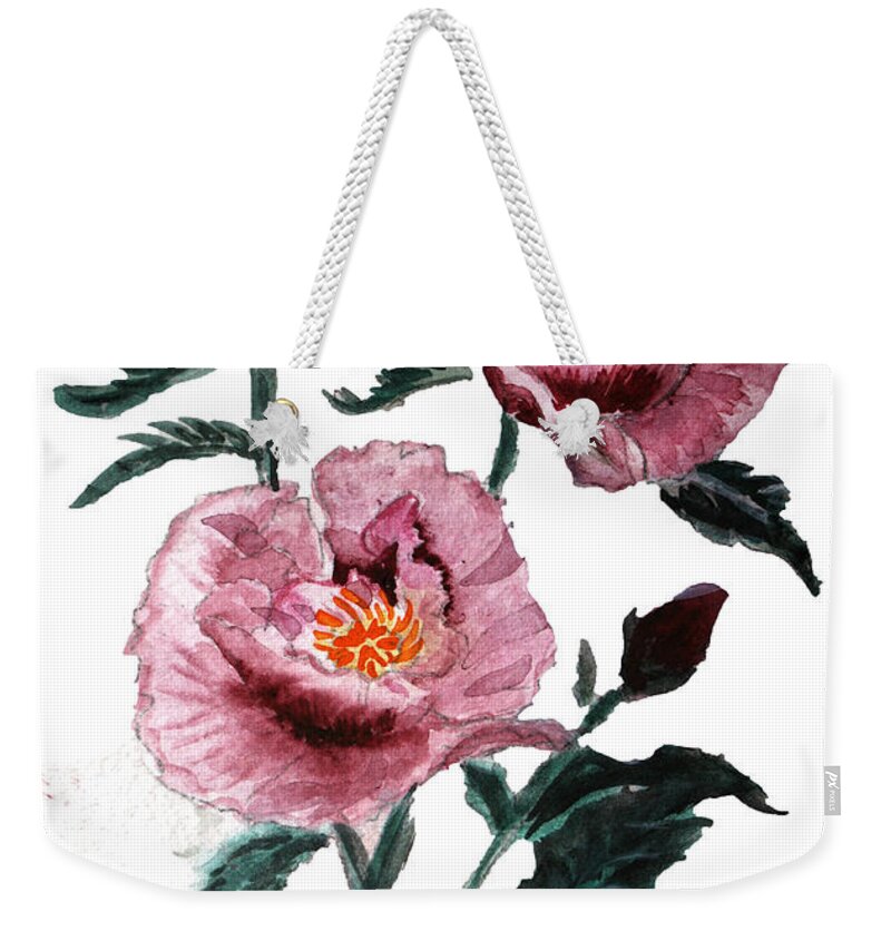 Poppy Weekender Tote Bag featuring the painting Poppy by Donna Walsh