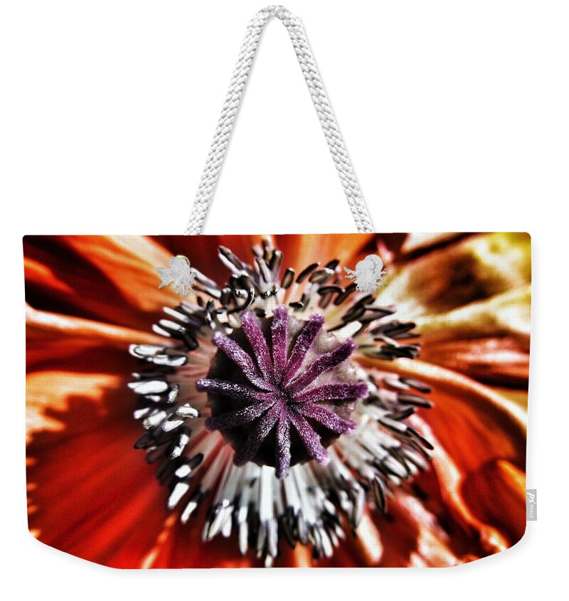 Poppy Weekender Tote Bag featuring the photograph Poppy - Macro Fine Art Photography by Marianna Mills