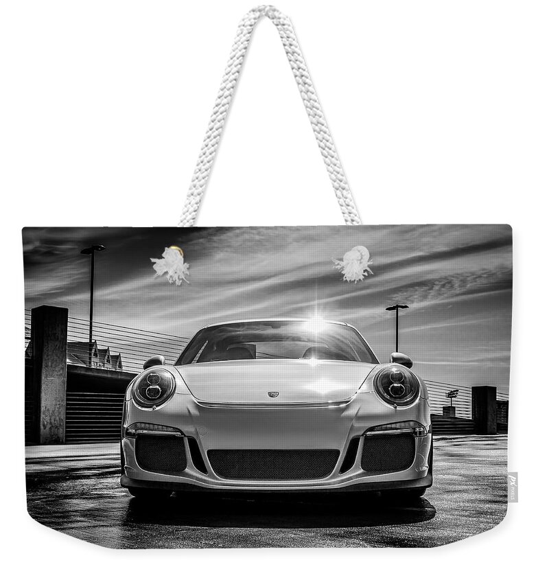 Porsche Weekender Tote Bag featuring the digital art Porsche 911 GT3 by Douglas Pittman