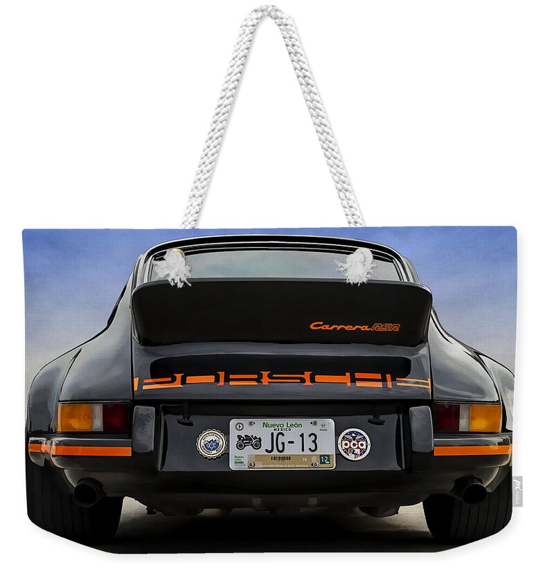 Black Weekender Tote Bag featuring the digital art Porsche Carrera RSR by Douglas Pittman