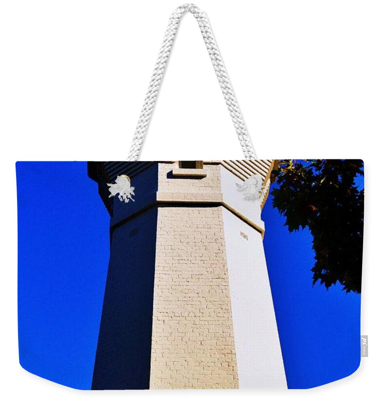 Lighthouse Weekender Tote Bag featuring the photograph Port Sanilac Light Tower 10.12.13 by Daniel Thompson