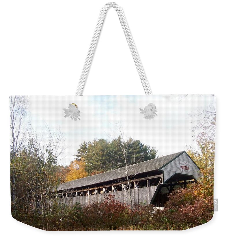 Parsonfield. Porter Weekender Tote Bag featuring the photograph Porter Covered Bridge by Catherine Gagne
