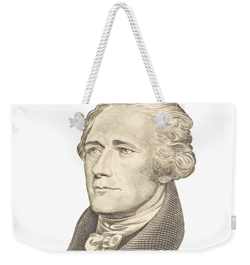 Alexander Hamilton Weekender Tote Bag featuring the photograph Portrait of Alexander Hamilton on White Background by Keith Webber Jr
