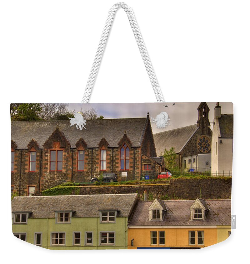 Architecture Weekender Tote Bag featuring the photograph Portree. Isle of Skye. SCOTLAND by Juli Scalzi